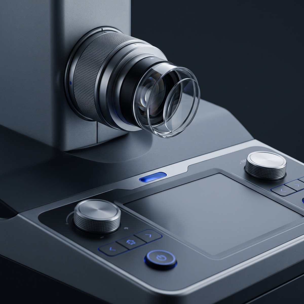 Detalhe do equipamento de laser excimer usado na cirurgia refractiva