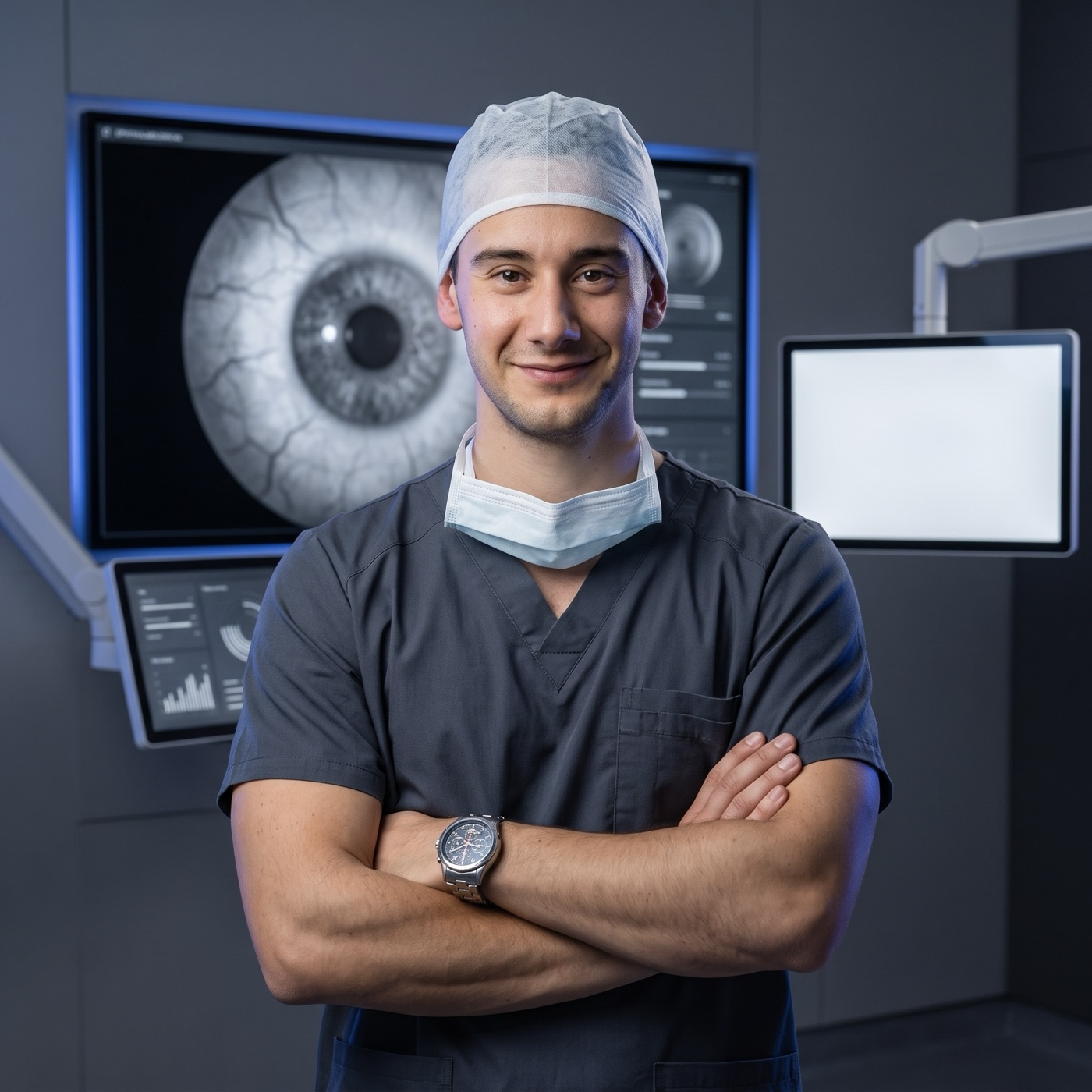 Dr. André Magalhães Oliveira, oftalmologista e cirurgião refractivo, em bloco operatório no Algarve