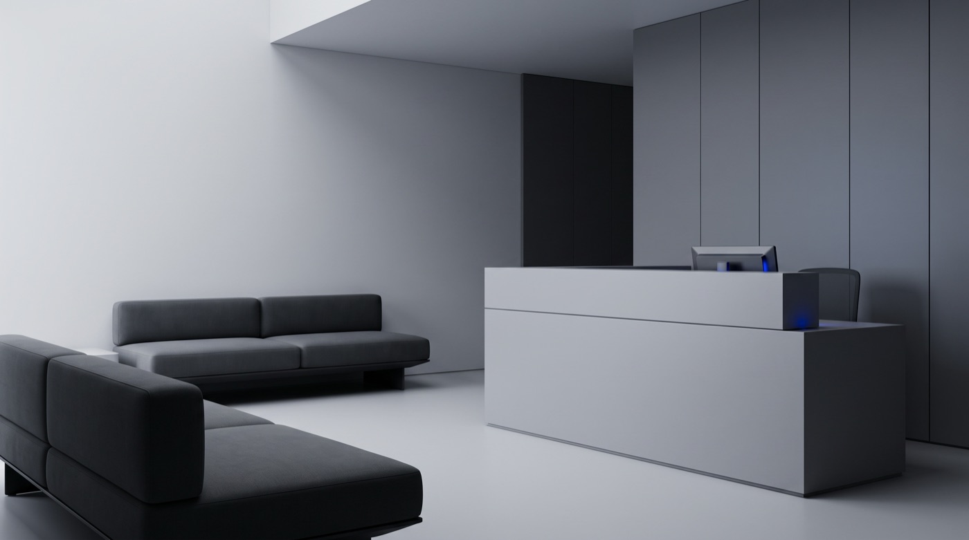 Sala de espera de uma clínica de oftalmologia premium